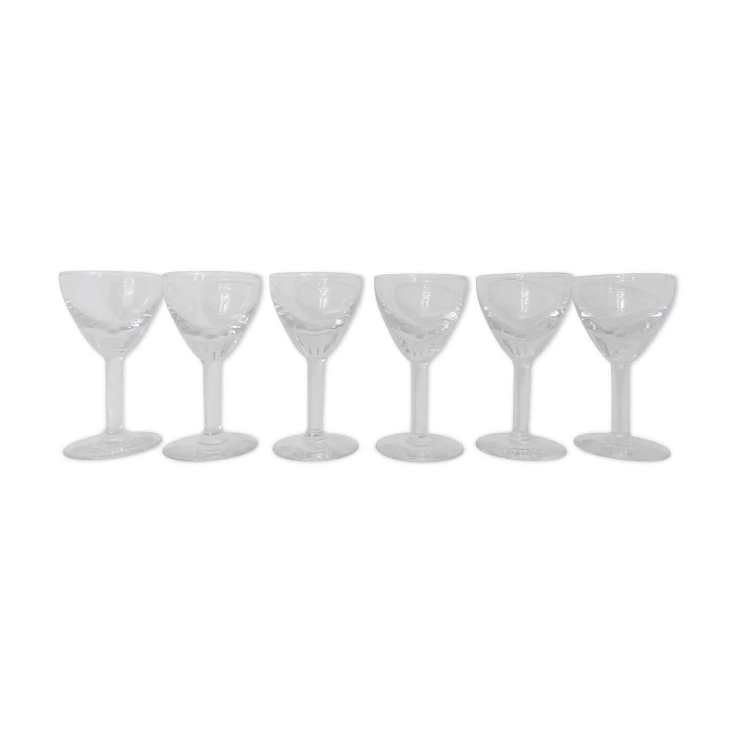 6 old glasses blown bistro vintage thick bottom
