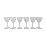 6 old glasses blown bistro vintage thick bottom