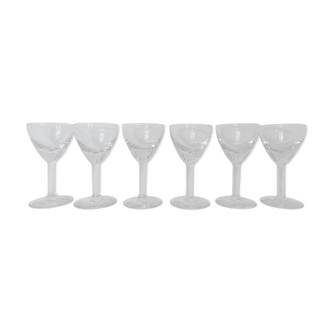 6 old glasses blown bistro vintage thick bottom