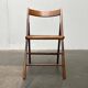 Ensemble de chaises pliantes en bois du milieu du siècle avec sièges en osier viennois, années 1960