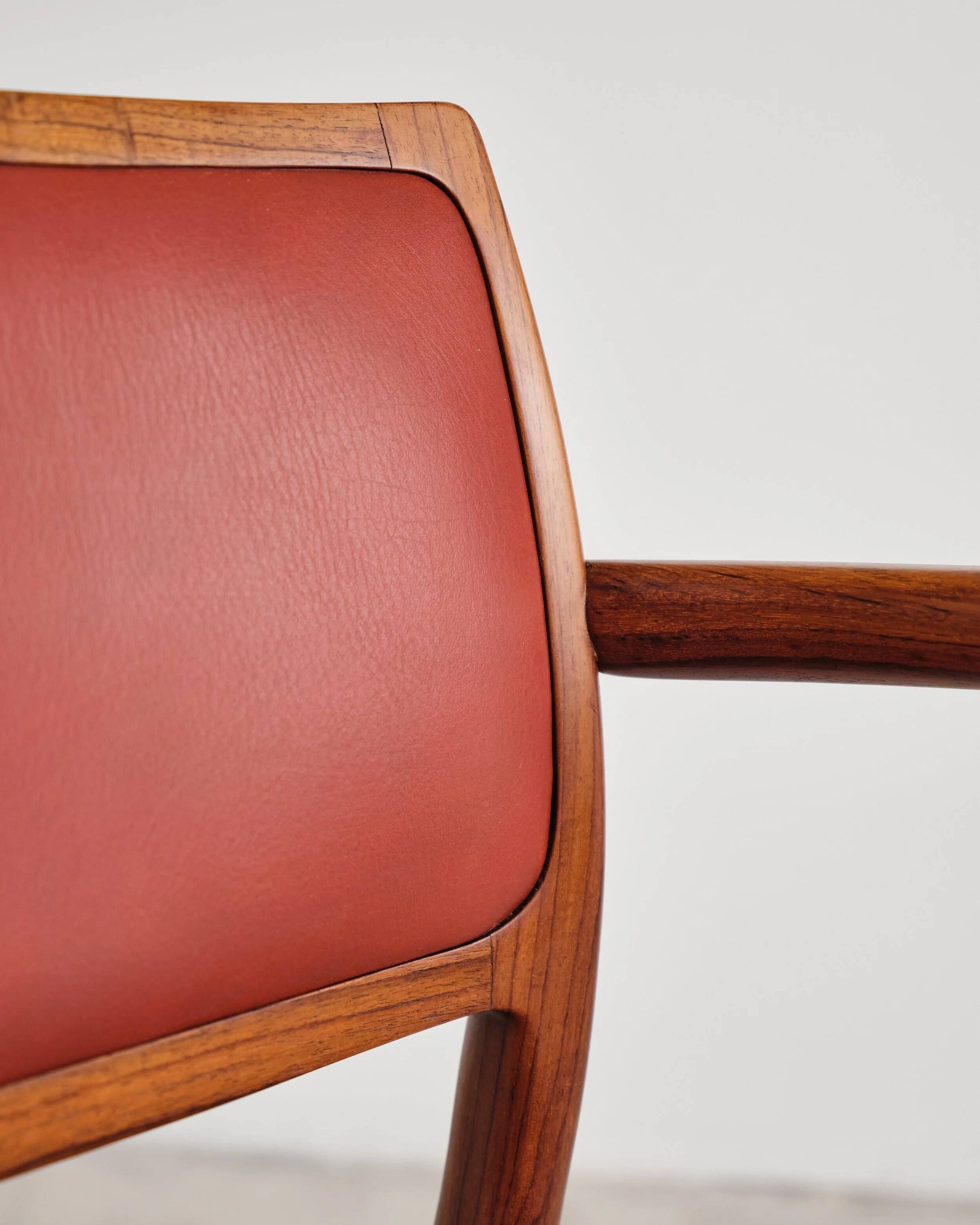 Armchair model 65 in oak and leather by Niels O. Møller, Denmark, 1960s.