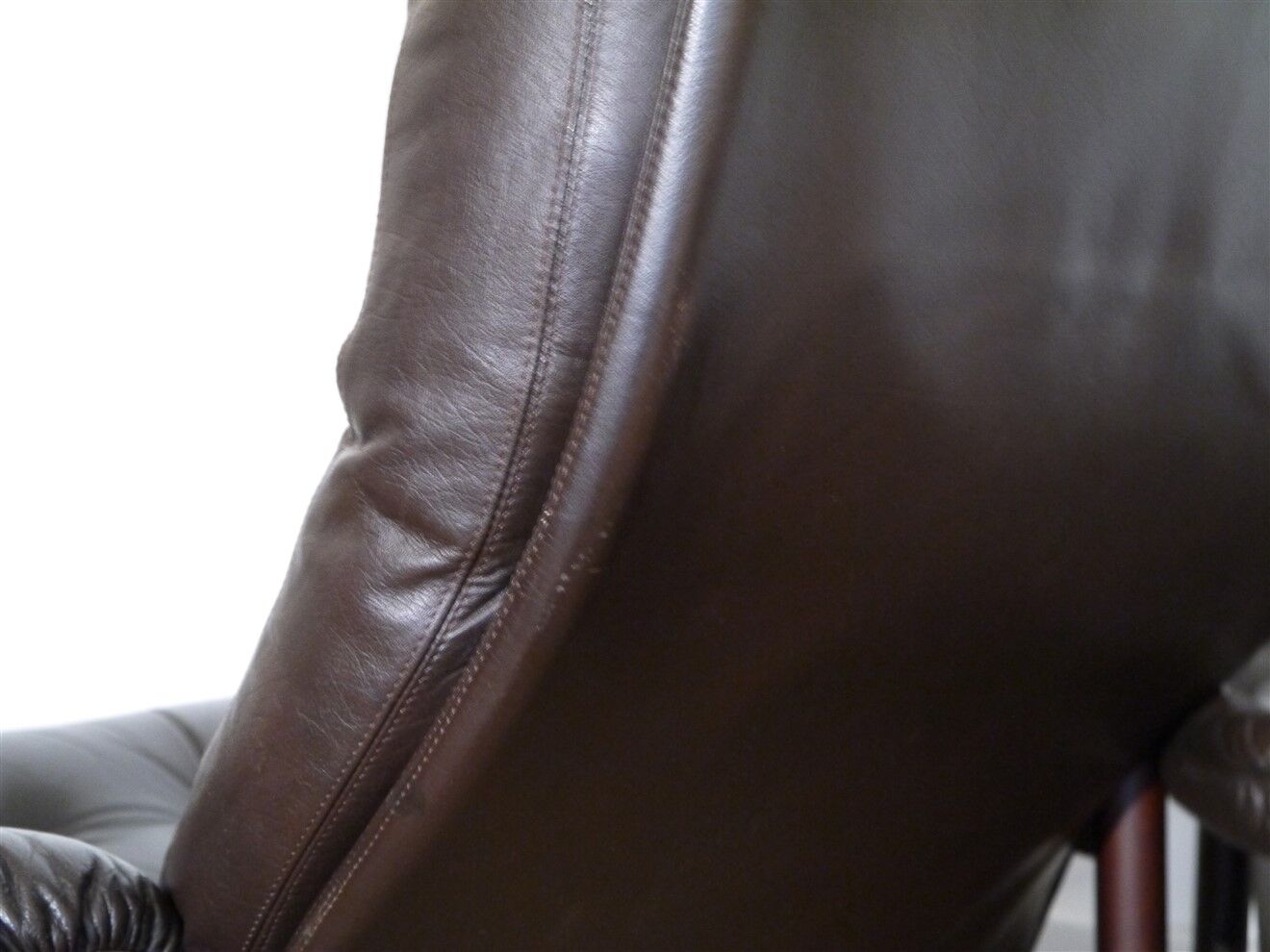 Pair of Scandinavian leather armchairs with ottomans 1970