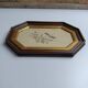 Old octagonal frame lithograph flower plant