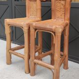 Pair of big bamboo stools 1970s
