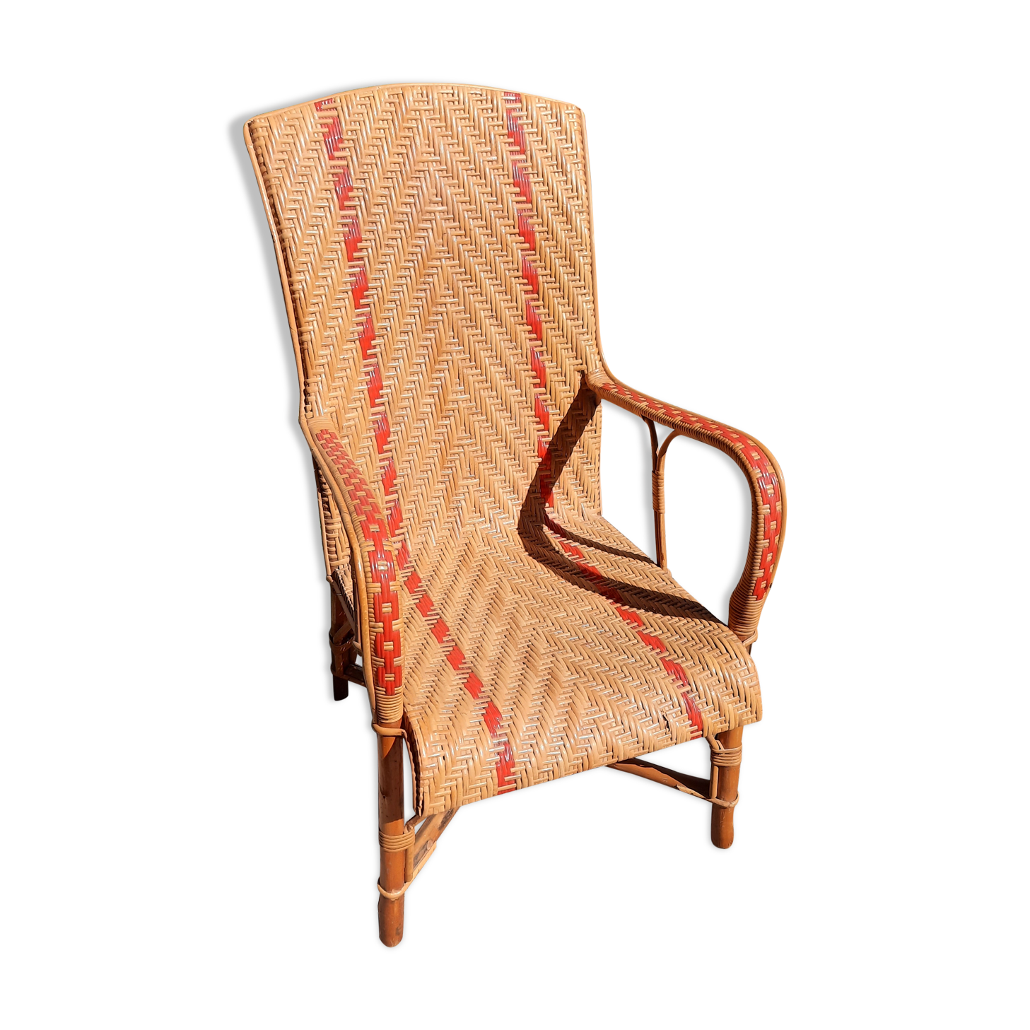 Braided rattan armchair
