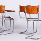 Set Of 4 Restored Bauhaus Beech Armchairs Designed by Mart Stam, 1930s, Czechia, High Gloss