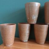 Set of 8 hand-turned stoneware cups or glasses