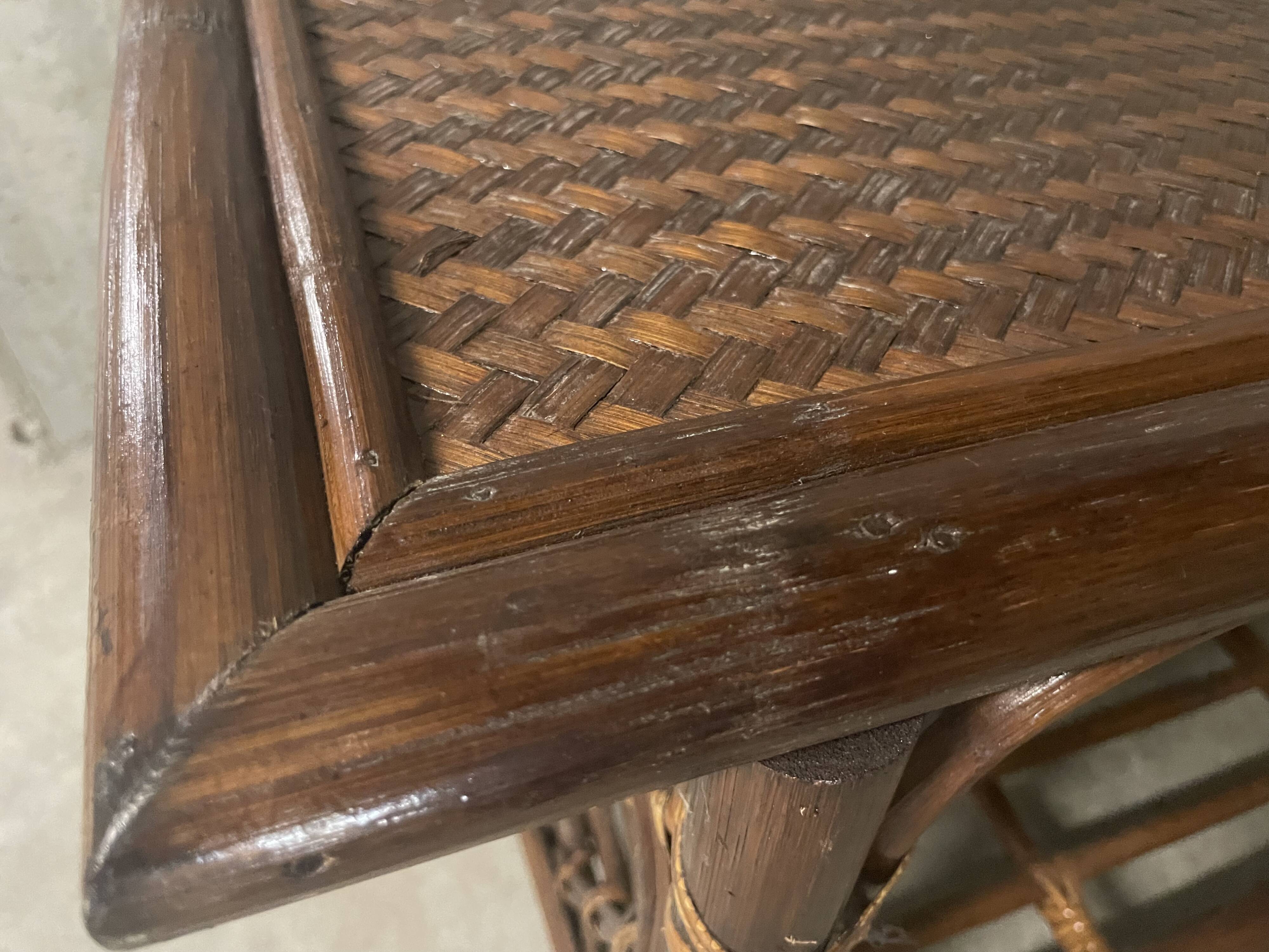 Table basse en rotin, années 70