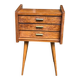 Scandinavian bedside table in oak from the 1960s with tapered legs and 3 drawers.