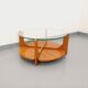 Vintage round coffee table with 2 tops by Hugues Poignant, in teak and glass