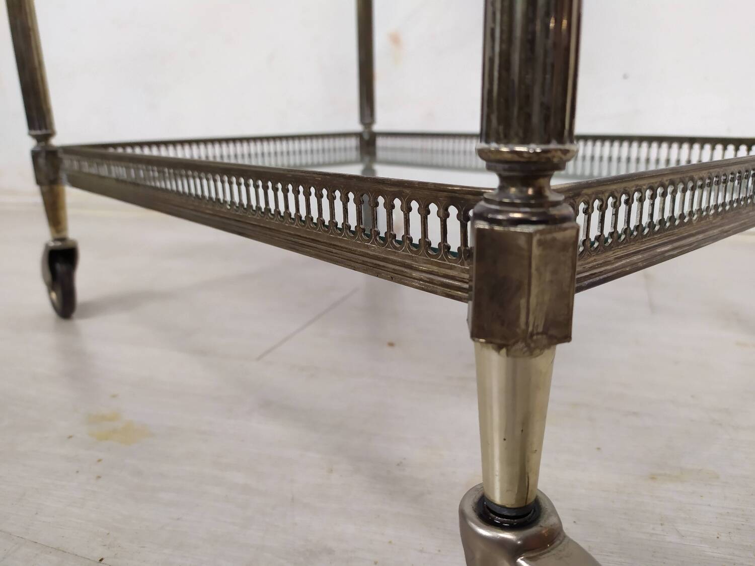 Silver-plated brass rolling trolley