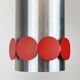 Rare mid century DORIA hanging lamp, Aluminium & red discs