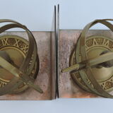 Pair of greenhouse book Astrolabe Sphere Armillary brass 1970