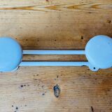 Metal wall coat rack 2 white hooks 60s.