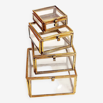 Brass and glass nesting boxes