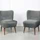 Chaises Art déco bleues, lot de 2