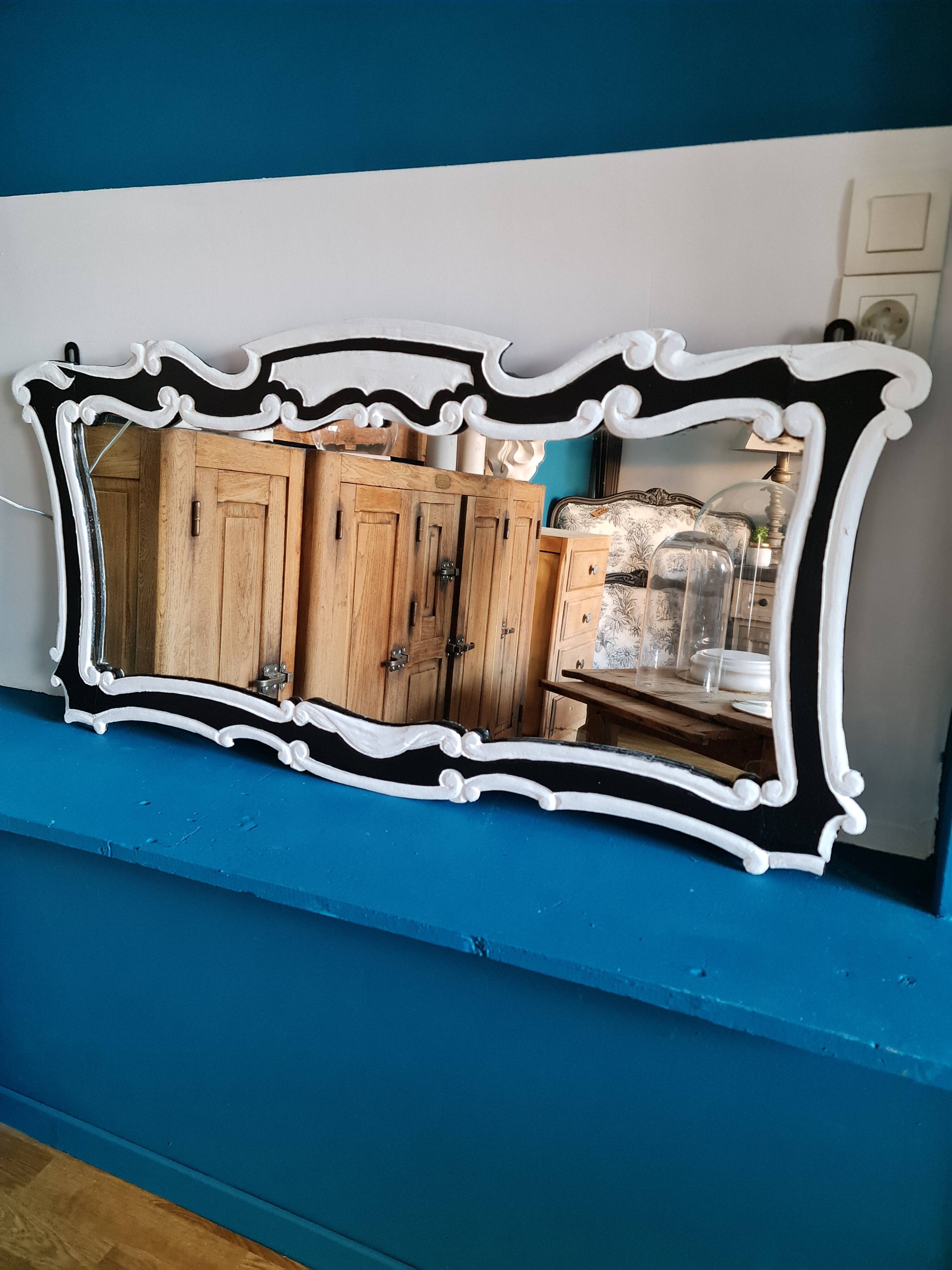 Antique mirror bevelled ice black and white