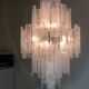 Huge strips “listelli alabastro” murano glass chandelier