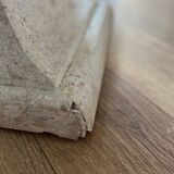 Console in glass and antique patinated metal