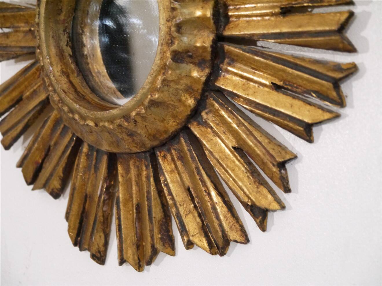 1950s gilded wooden sun mirror
