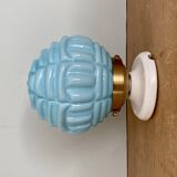 Applique globe vintage art déco en opaline bleue