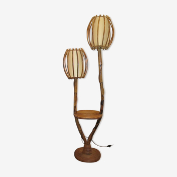 Lampadaire rotin 2 ampoules