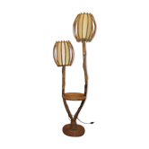 Floor lamp rattan 2 bulbs