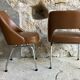 Paire de chaises conférences similicuir marron  1970