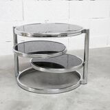 Coffee table with three smoked mirror tops, 1980