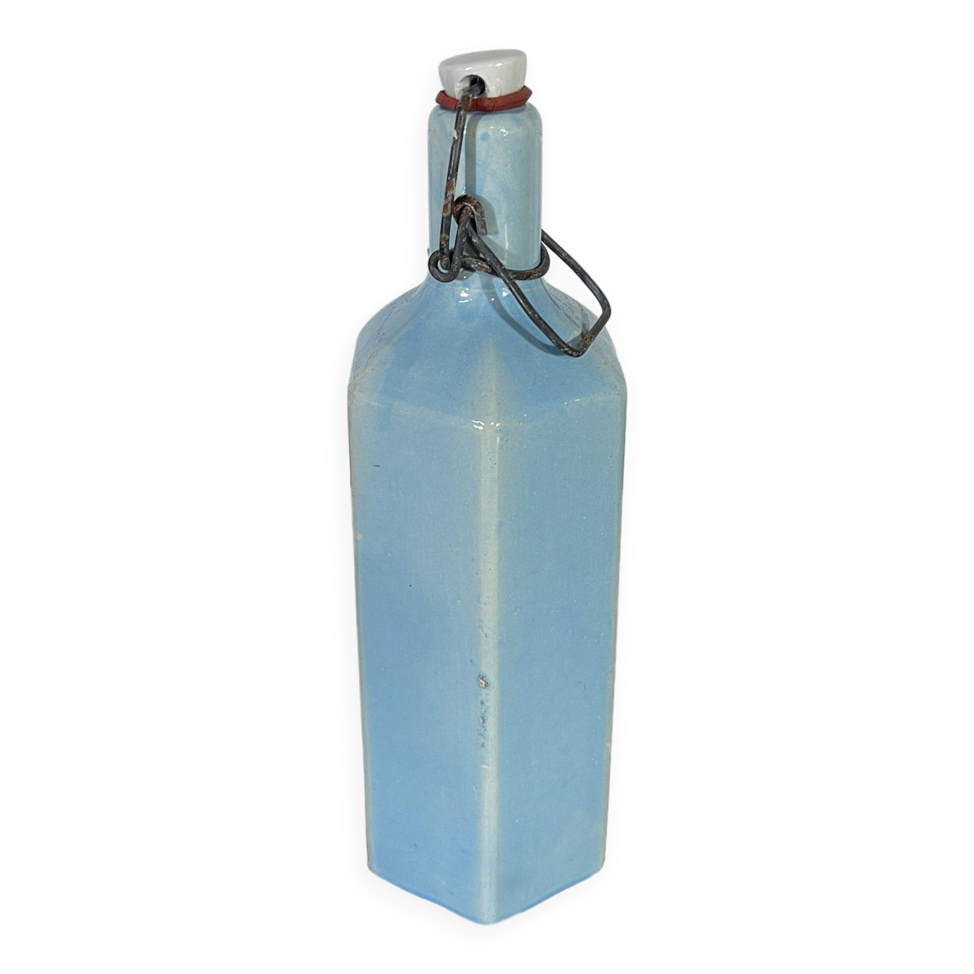 Blue glazed stoneware bottle
