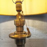Large brass and wood lamp