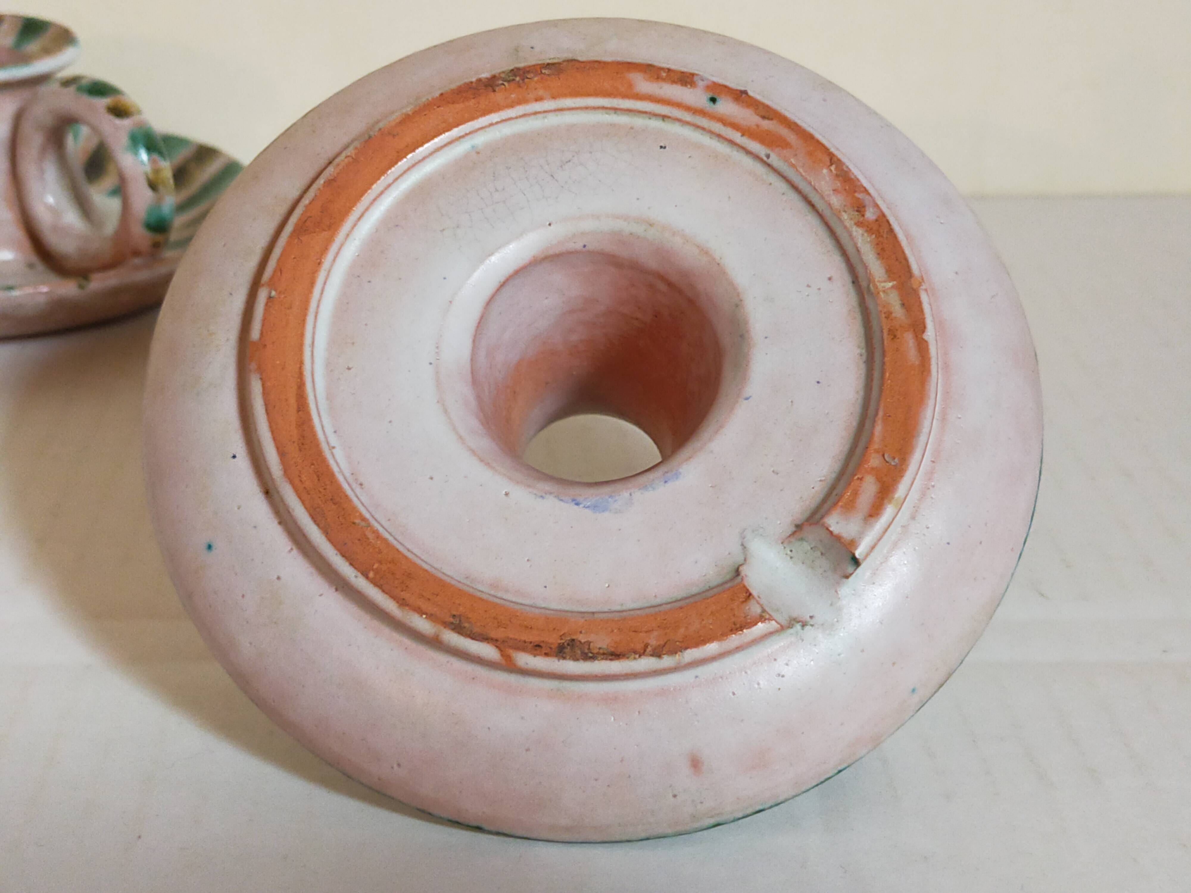 Duo of 50s ceramic hand candle holders