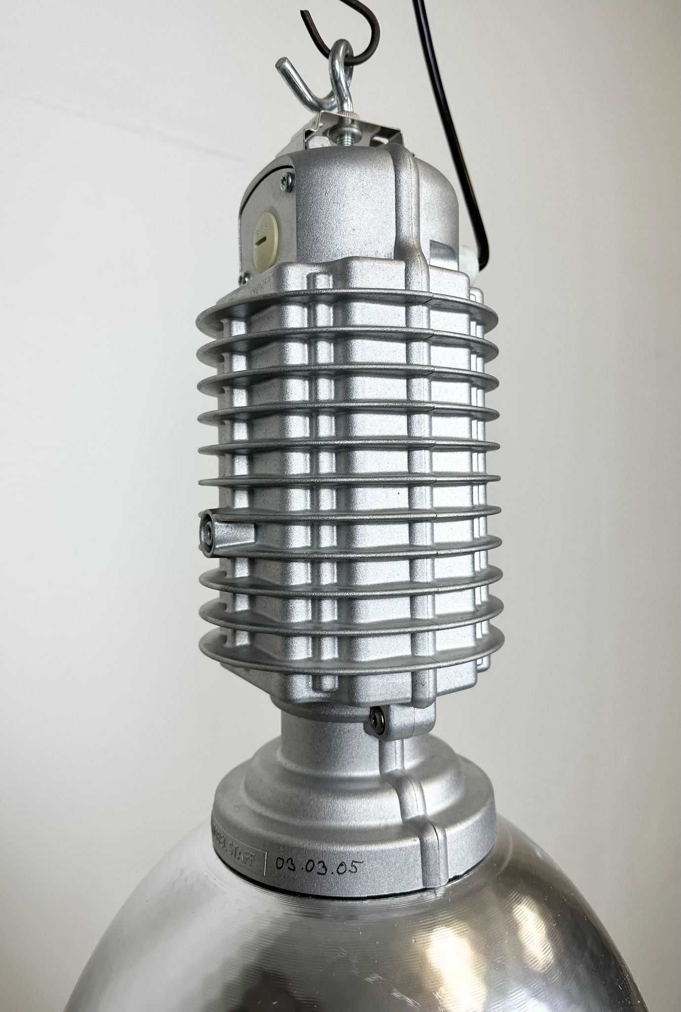 Industrial pendant lamp with glass cover by charles keller for zumtobel, 1990s