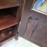 Showcase 1 door with 3 sides walnut windows louis xv style