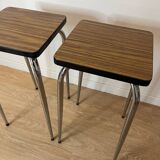 Pair of vintage high stools in formica and chrome metal