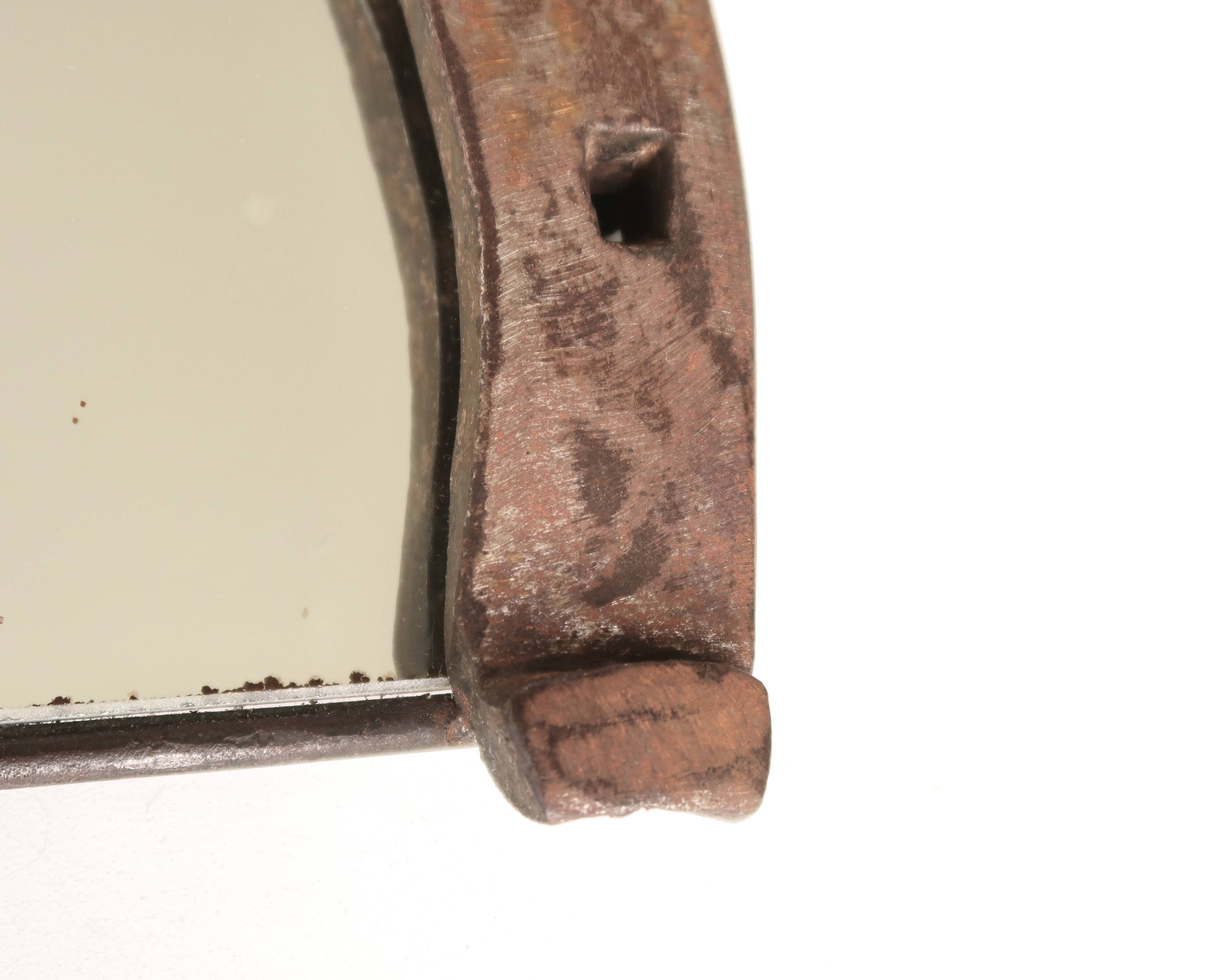 Folk art mirror, horseshoe frame, 1950s