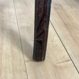 Pair of low tripod chairs in solid wood, mid-20th century.