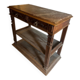 Console table in wood and pink marble