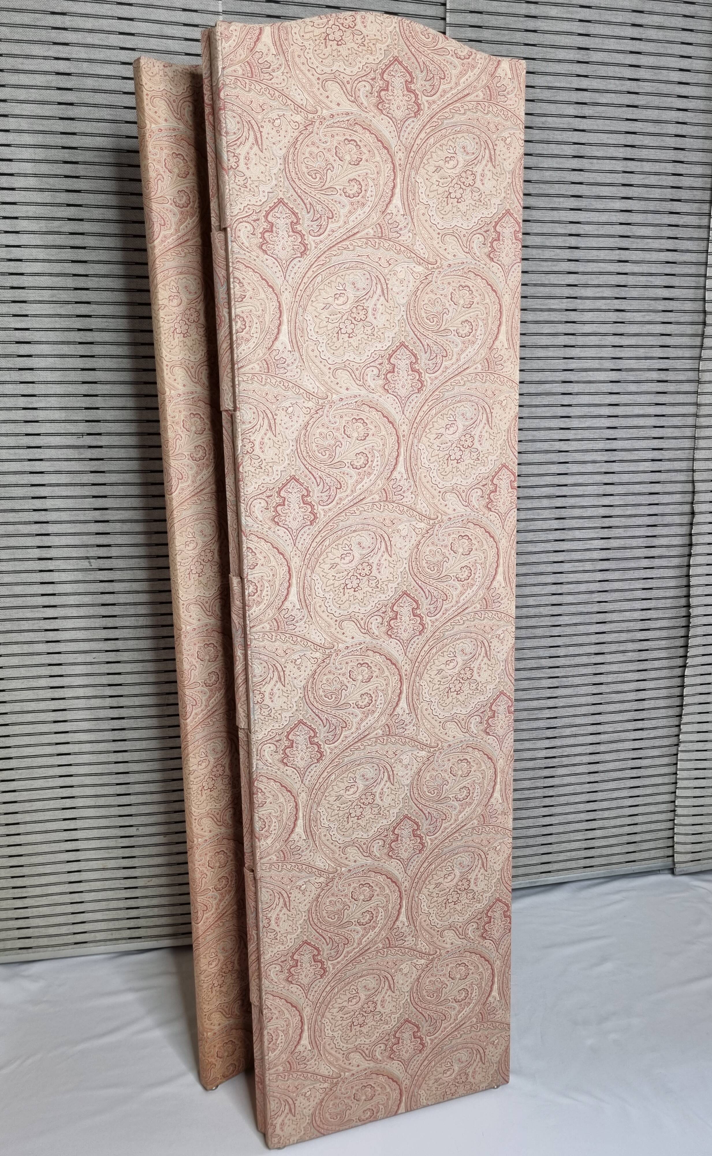 Wooden screen and fabric, powder pink, three panels, 150 cm
