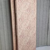 Paravent en bois et tissu, rose poudré, trois panneaux, 150 cm