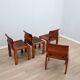 Curved wooden and leather chairs by Afra and Tobia Scarpa from the 1970s, set of 4.
