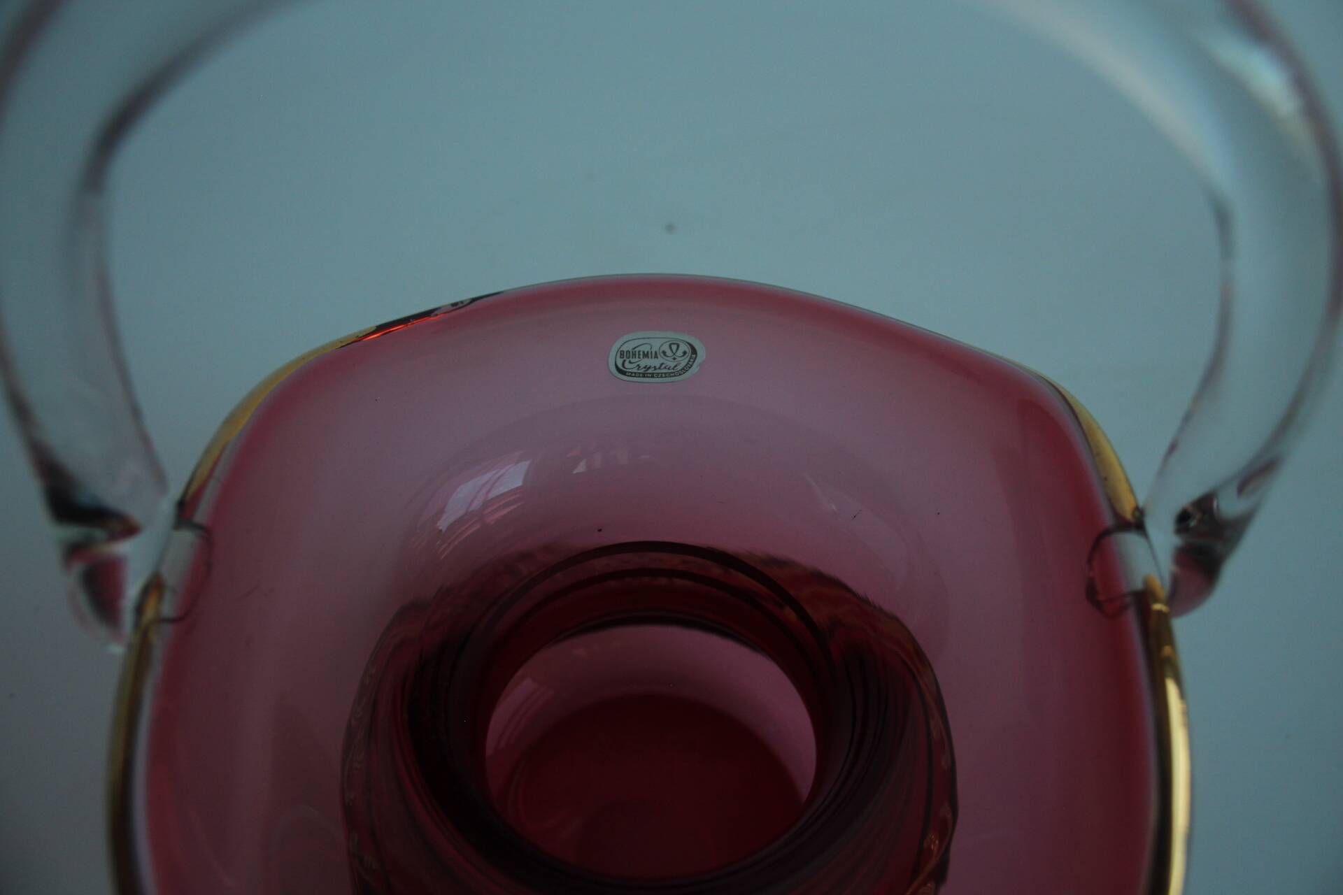 Crystal, gilded basket, Bohemia Crystal, Czechoslovakia, 1960's.