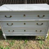 Louis XVI style chest of drawers in versailles grey patinated mahogany with white marble
