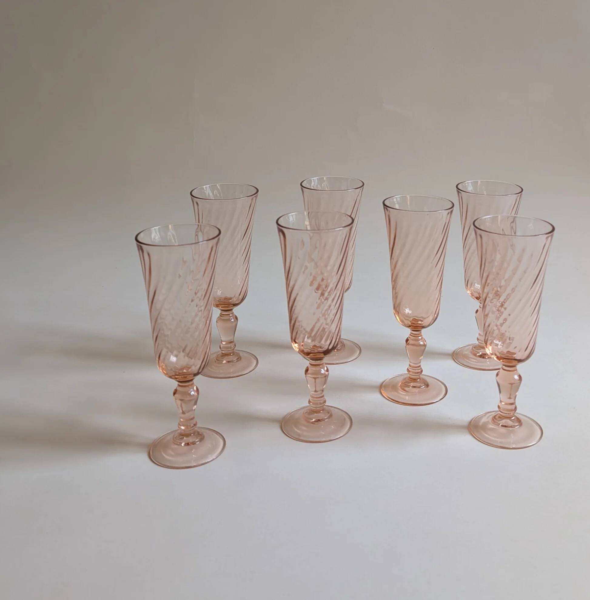 Rosaline flutes, Arcoroc France, 1970s/1980s