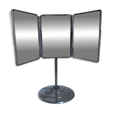 Vintage 1940 triptych barber mirror with bevelled foot - 40 x 35 cm