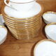 12 cups and limoges porcelain coffee saucers by A.Blin vintage Vierzon décor