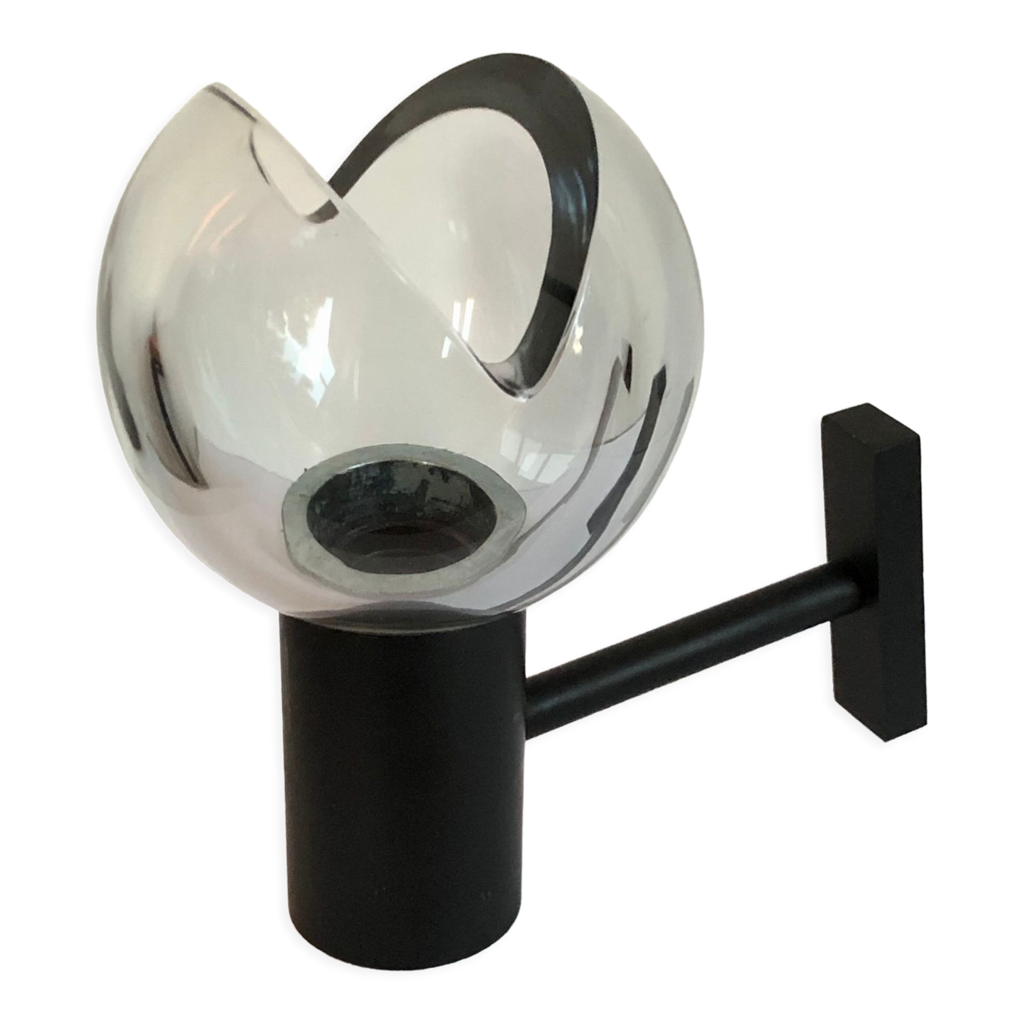 Applique de Flavio Poli en verre de Murano gris, Italie années 70