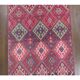 Vintage pink diamond Turkish hand-knotted runner rug 96x345