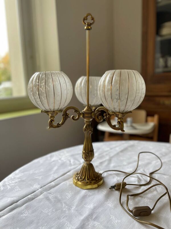 Lampe Art Nouveau 3 feux en bronze