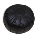 Dark black leather Moroccan pouf